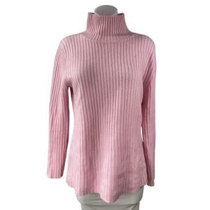 Something Navy Women's Pink Rib Knit Turtleneck Long Sleeve Sweater Top Size M